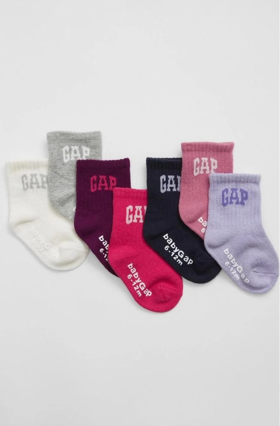 GAP Girls' Viva Magenta 18-1750 T Logo Crew Socks 7-Pack