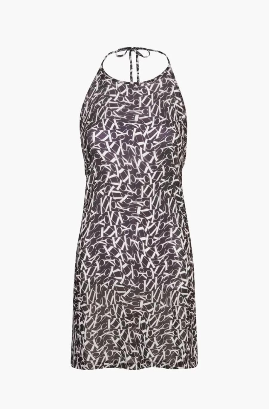CALVIN KLEIN Women's Printed Mesh Beach Dress with Monogram Design - CK Logo Summer Cover-Up