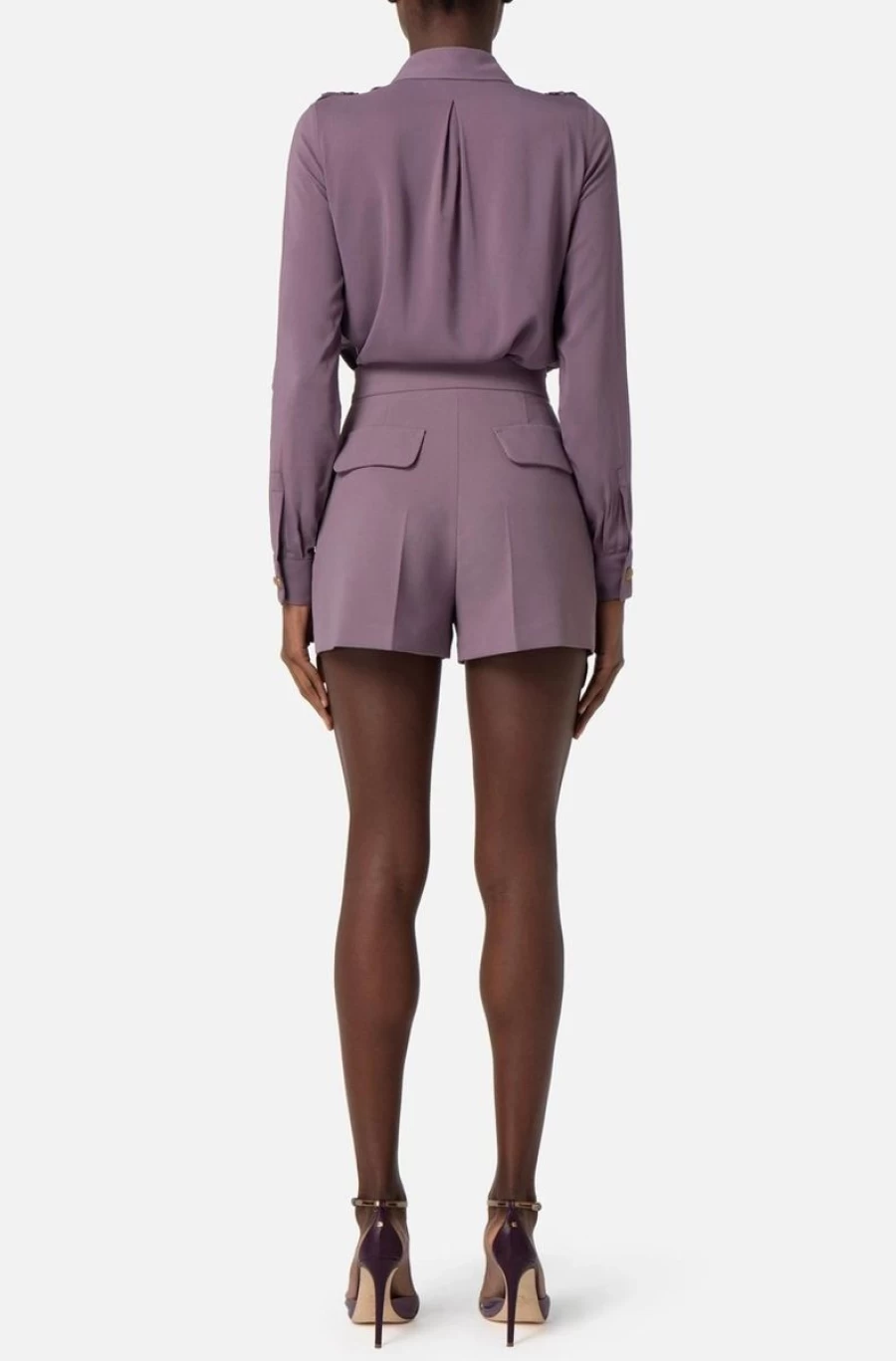"ELISABETTA FRANCHI Women's Double Crepe Shorts Set with Matching Sash"