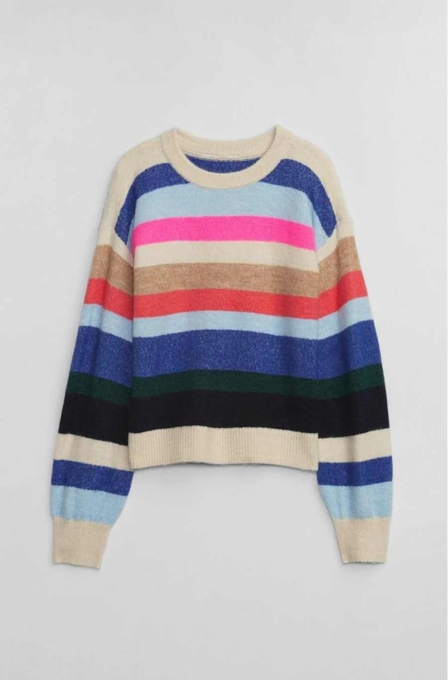 GAP Girls' Happy-Stripe Crewneck Sweater for Kids - Colorful Striped Pullover