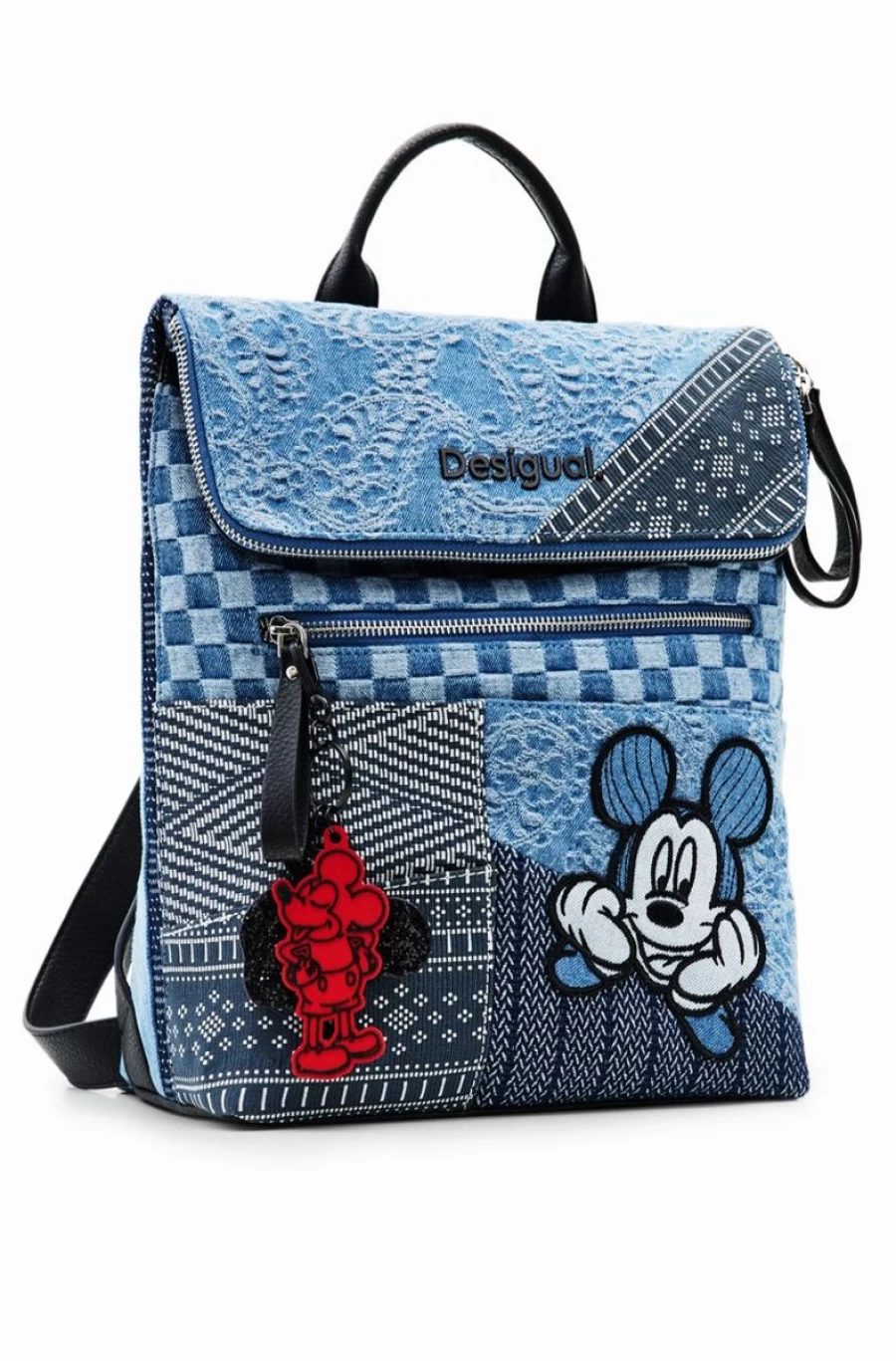 DESIGUAL Women's Denim Mickey Mouse Medium Backpack for Stylish Everyday Use