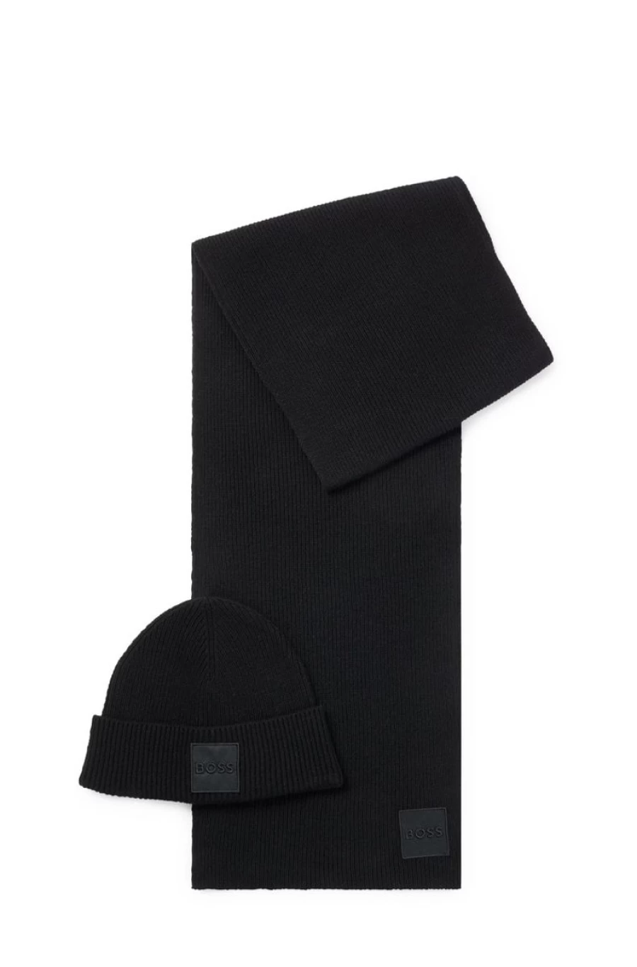 "HUGO BOSS Men's Embroidered-Logo Scarf & Beanie Winter Set"