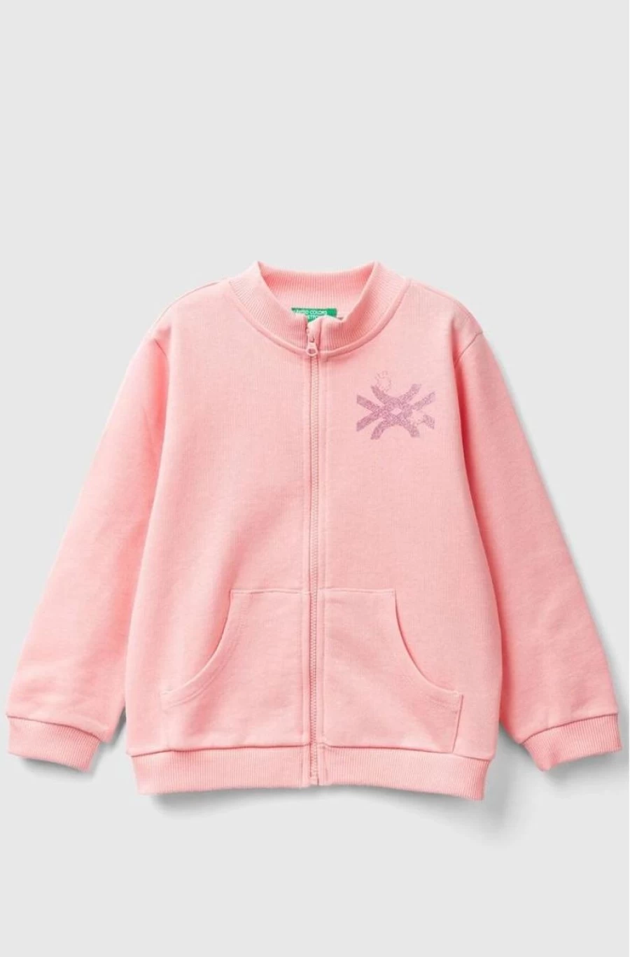 Benetton Girls' Organic Cotton Zip-Up Sweatshirt