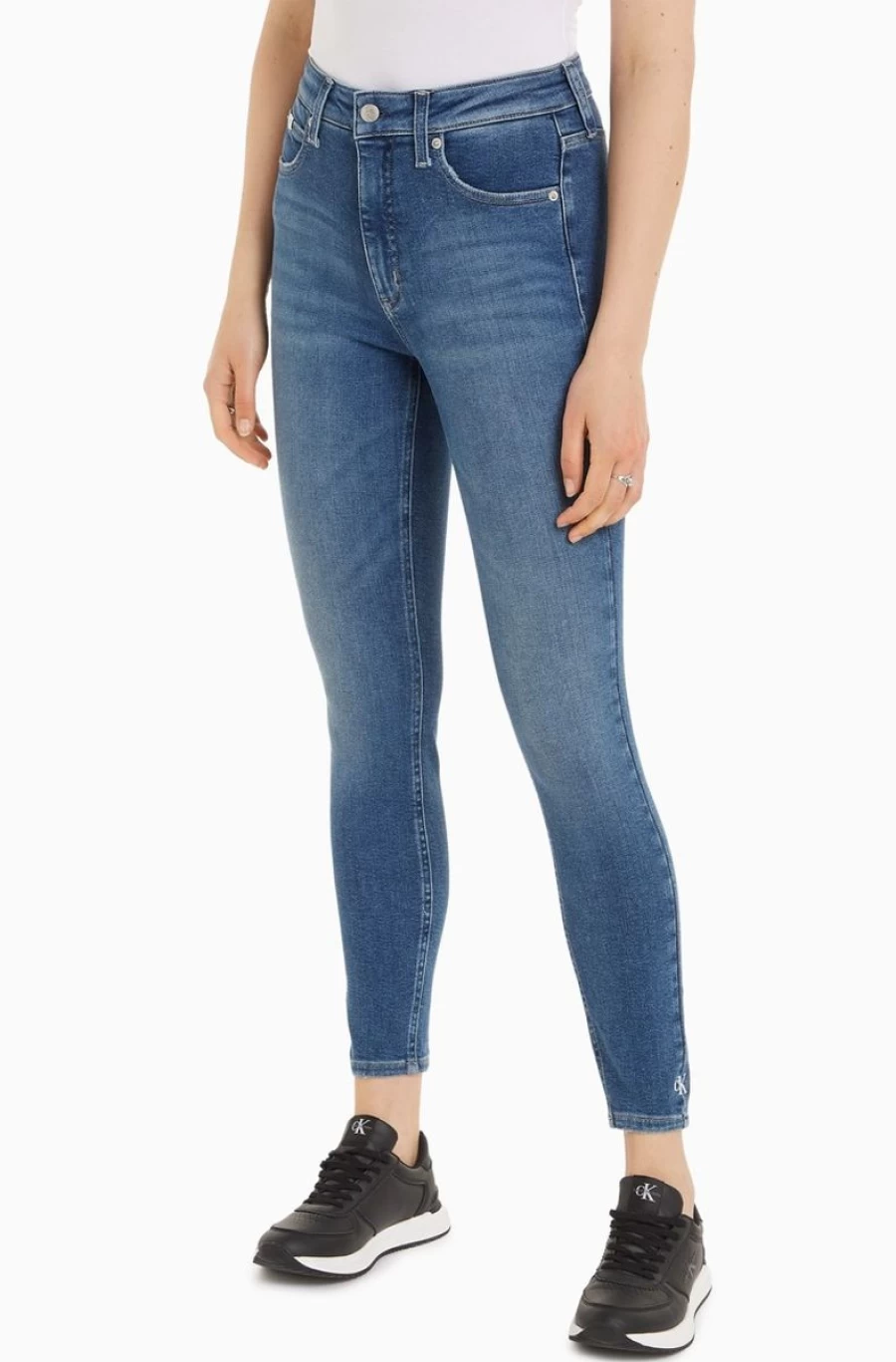 CALVIN KLEIN Women's Blue High Rise Super Skinny Ankle Jeans