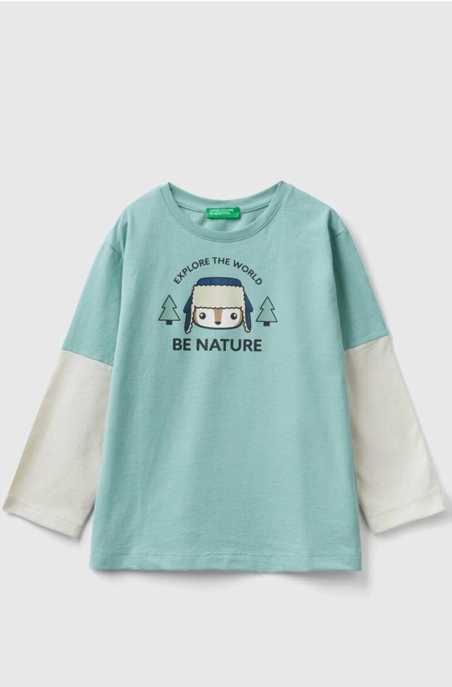 Benetton Boys' Long Sleeve Printed T-Shirt - Casual Graphic Tee for Kids