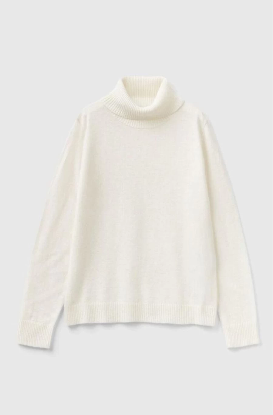 Benetton Girls' Wool Blend Turtleneck Sweater for Warmth & Style