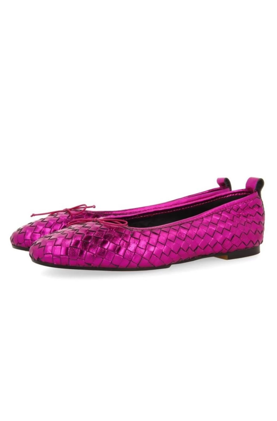 GIOSEPPO Women's Fuchsia Braided Leather Ballerina Flats Tulbing