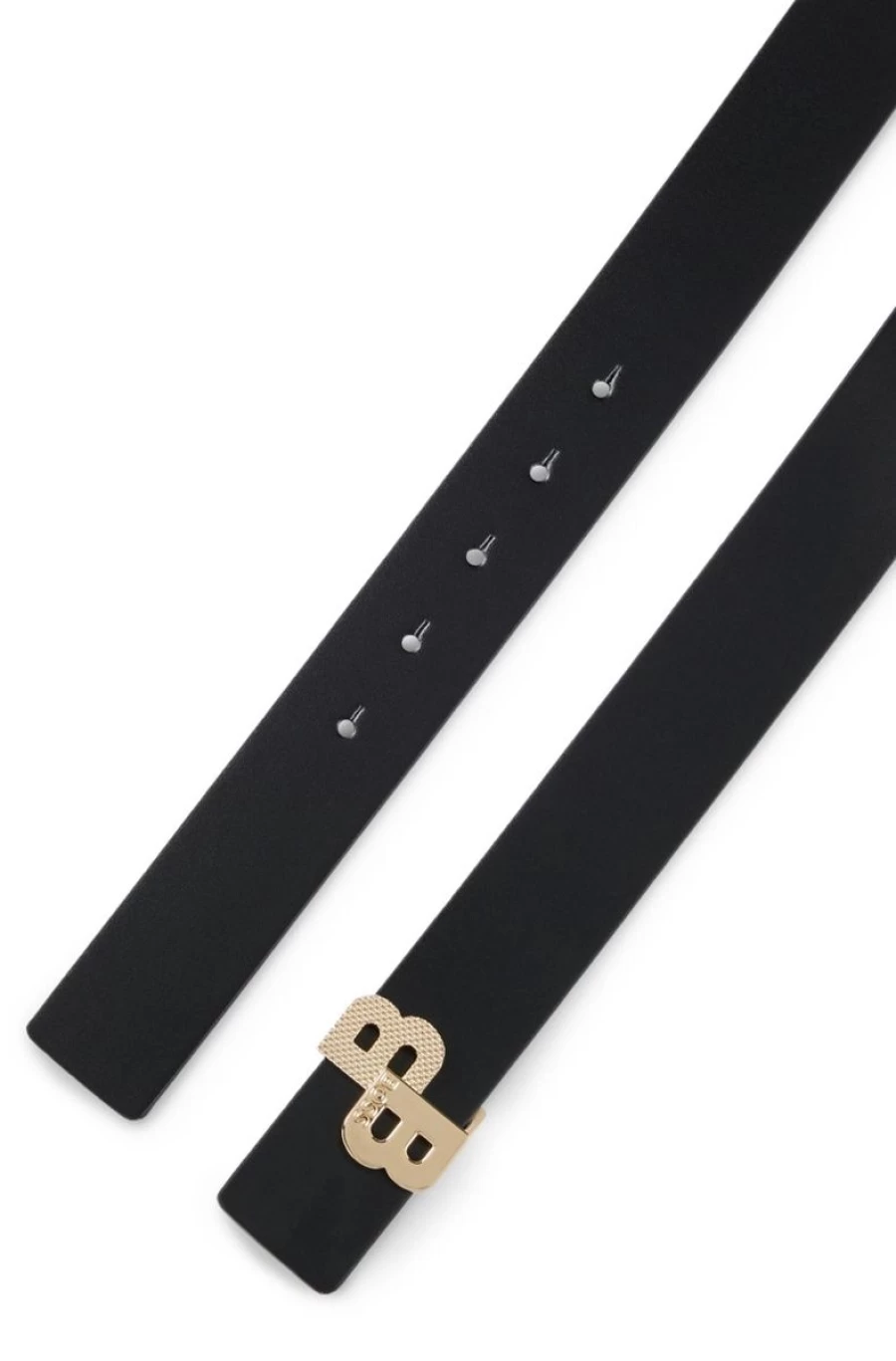 HUGO BOSS Women's Black Reversible Leather Belt with Monogram Buckle