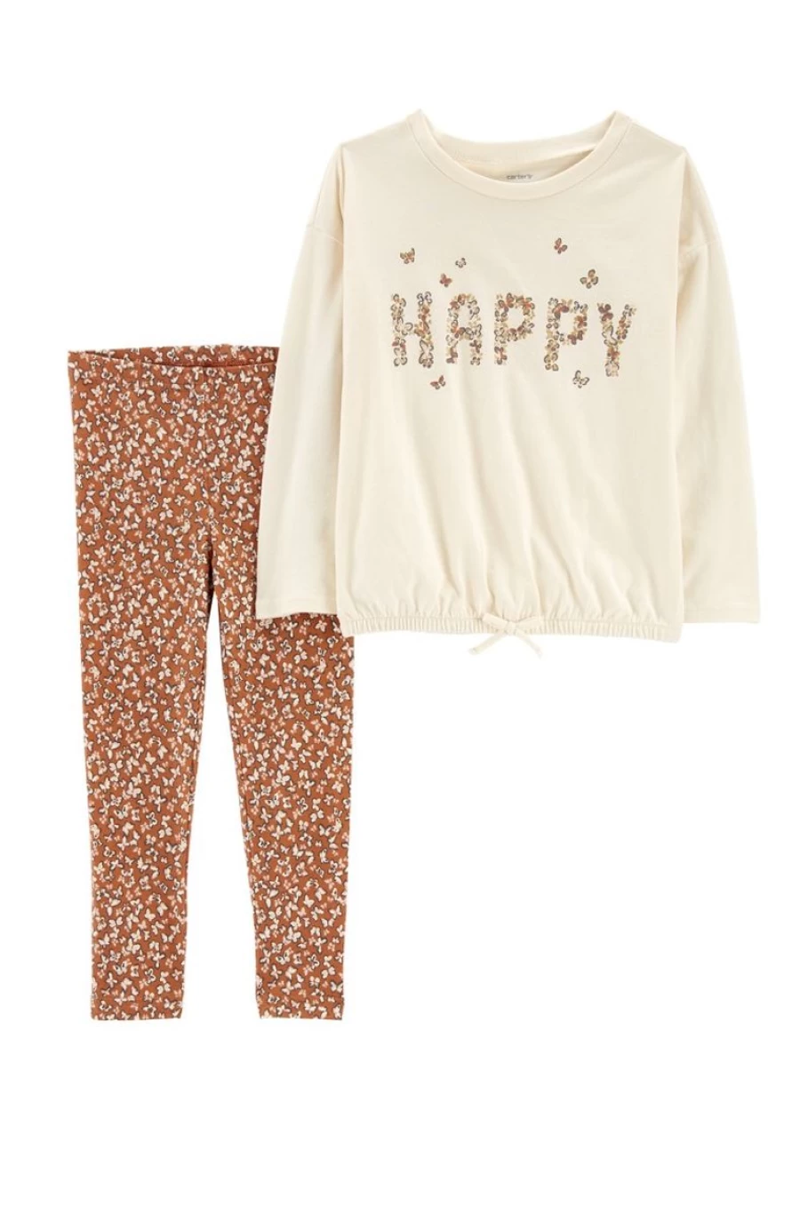 CARTER'S Girls 2-Piece Happy Jersey Tee & Legging Set - Cute Outfit for Toddlers