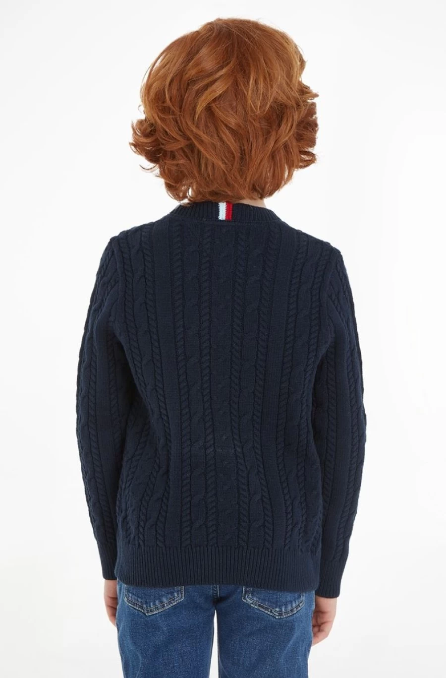 TOMMY HILFIGER Boys' Cotton Blend Essential Cable Knit Jumper