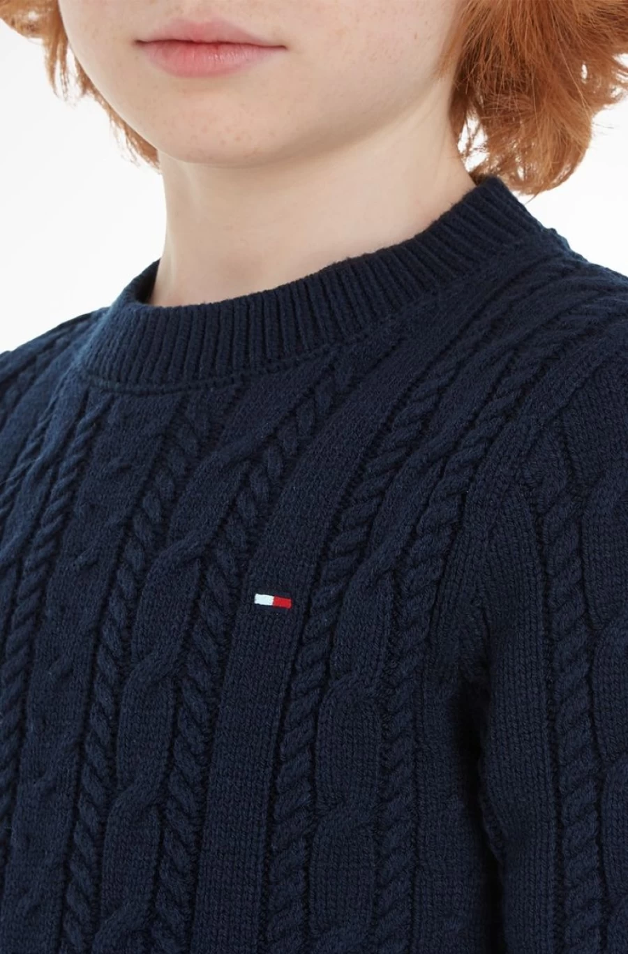 TOMMY HILFIGER Boys' Cotton Blend Essential Cable Knit Jumper