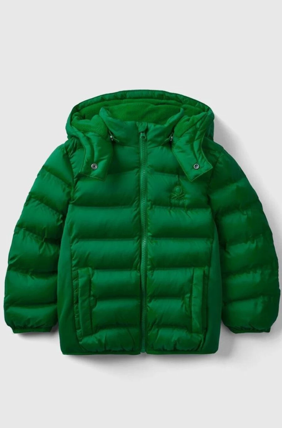 Benetton Boys Green Puffer Jacket with Neoprene Inserts
