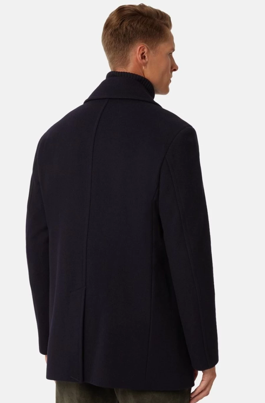 BOGGI MILANO Men's Wool Blend Peacoat Classic Winter Overcoat