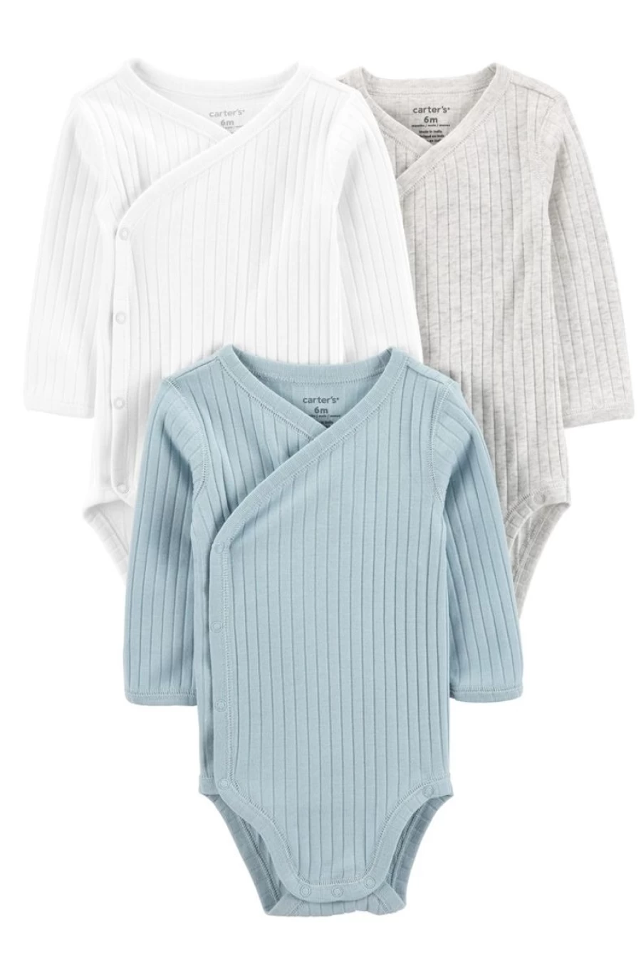 CARTER'S Boys 3-Pack Side-Snap Bodysuits - Soft Cotton Baby Onesies for Easy Dressing