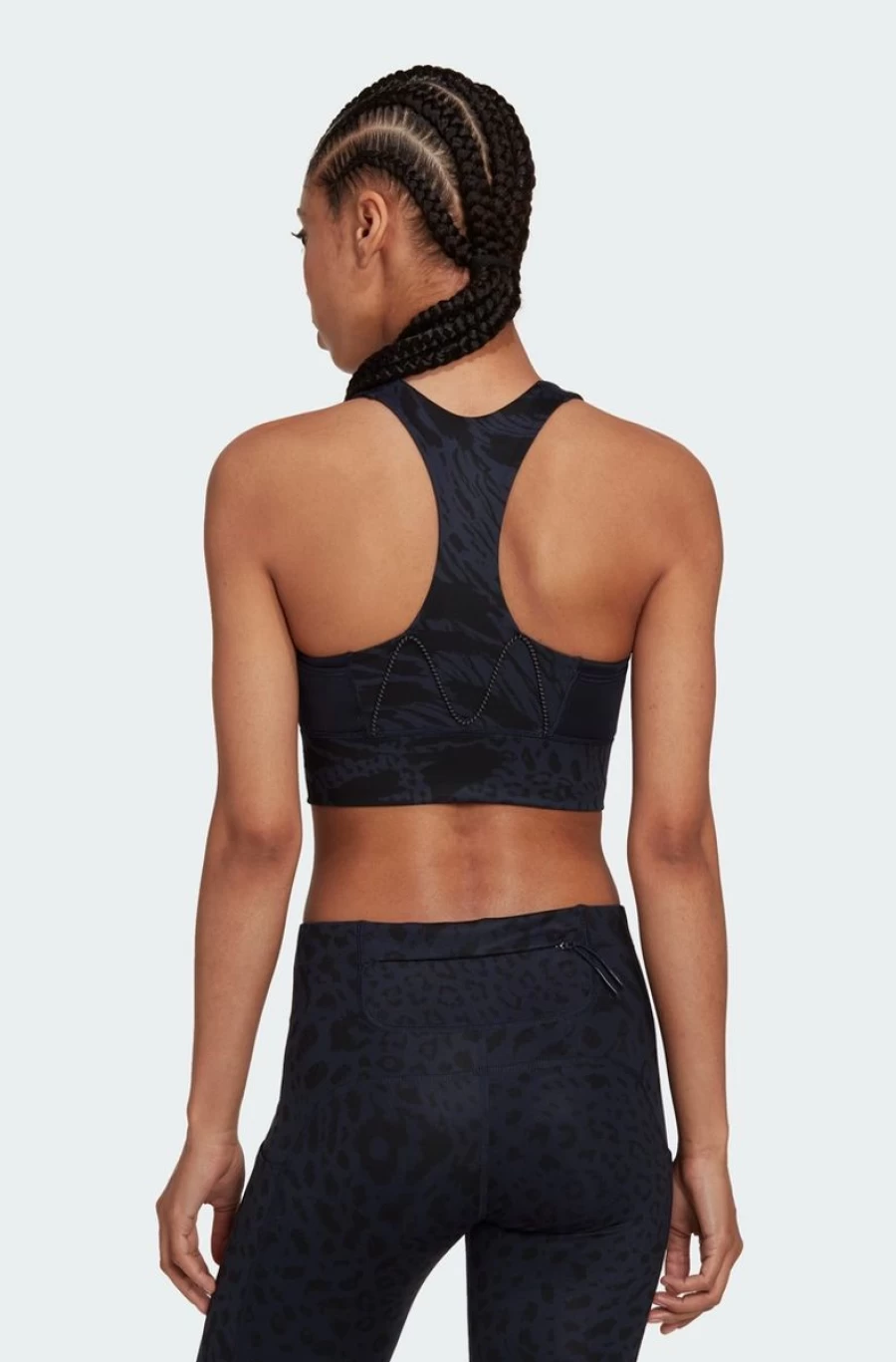 Adidas Women's Black Medium Support Running Bra with Print Design