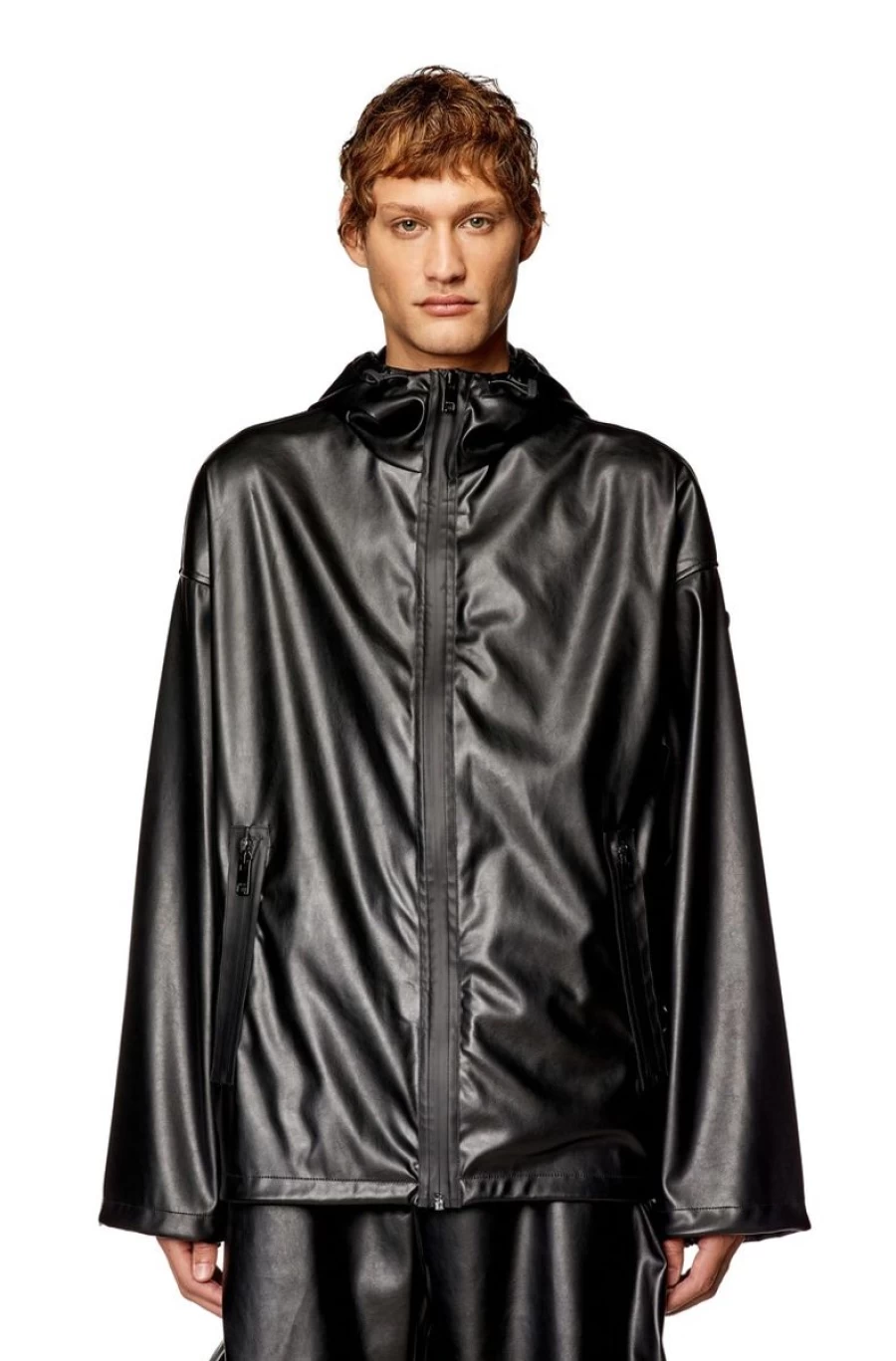 DIESEL Men's Black Coated Windbreaker Jacket