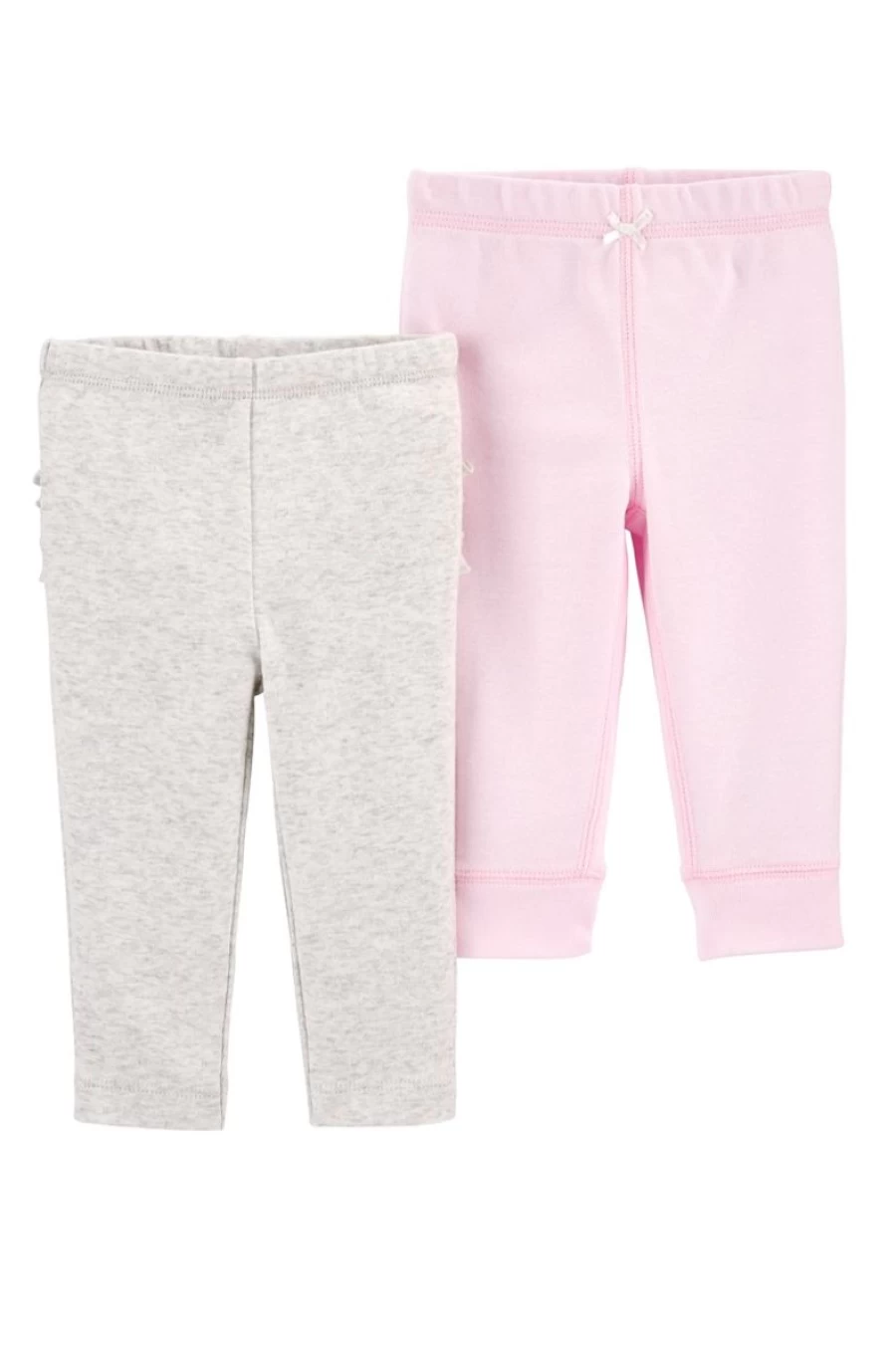 CARTER'S Girls' 2-Pack Cotton Pants - Grey & Pink Comfy Casual Wear