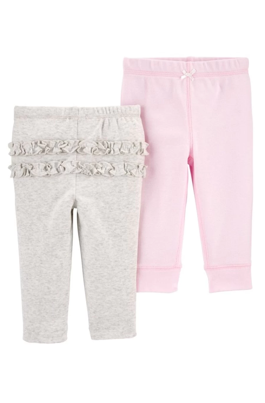 CARTER'S Girls' 2-Pack Cotton Pants - Grey & Pink Comfy Casual Wear