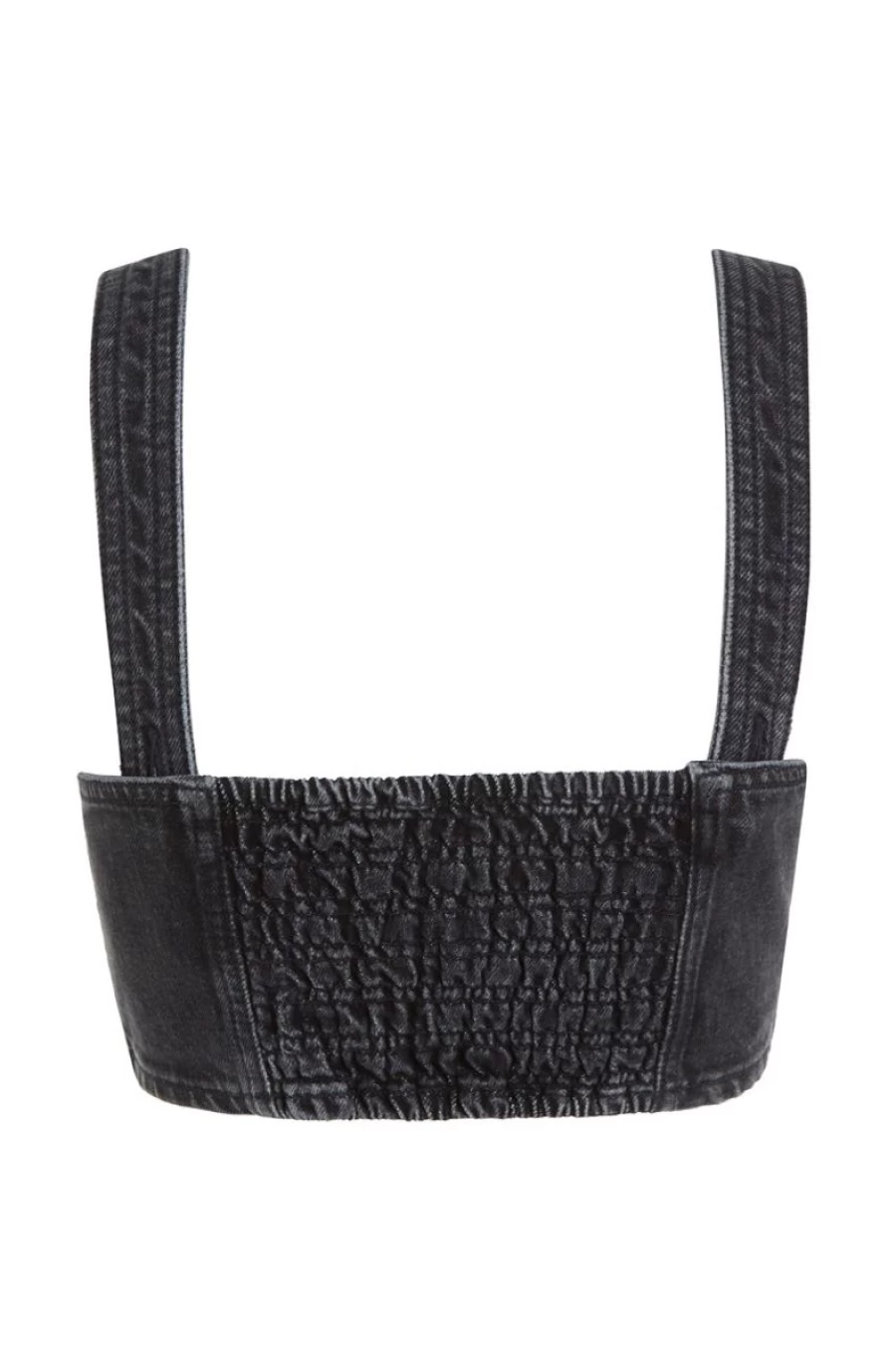 TOMMY HILFIGER Women's Black Skinny Fit Bustier Denim Cropped Top