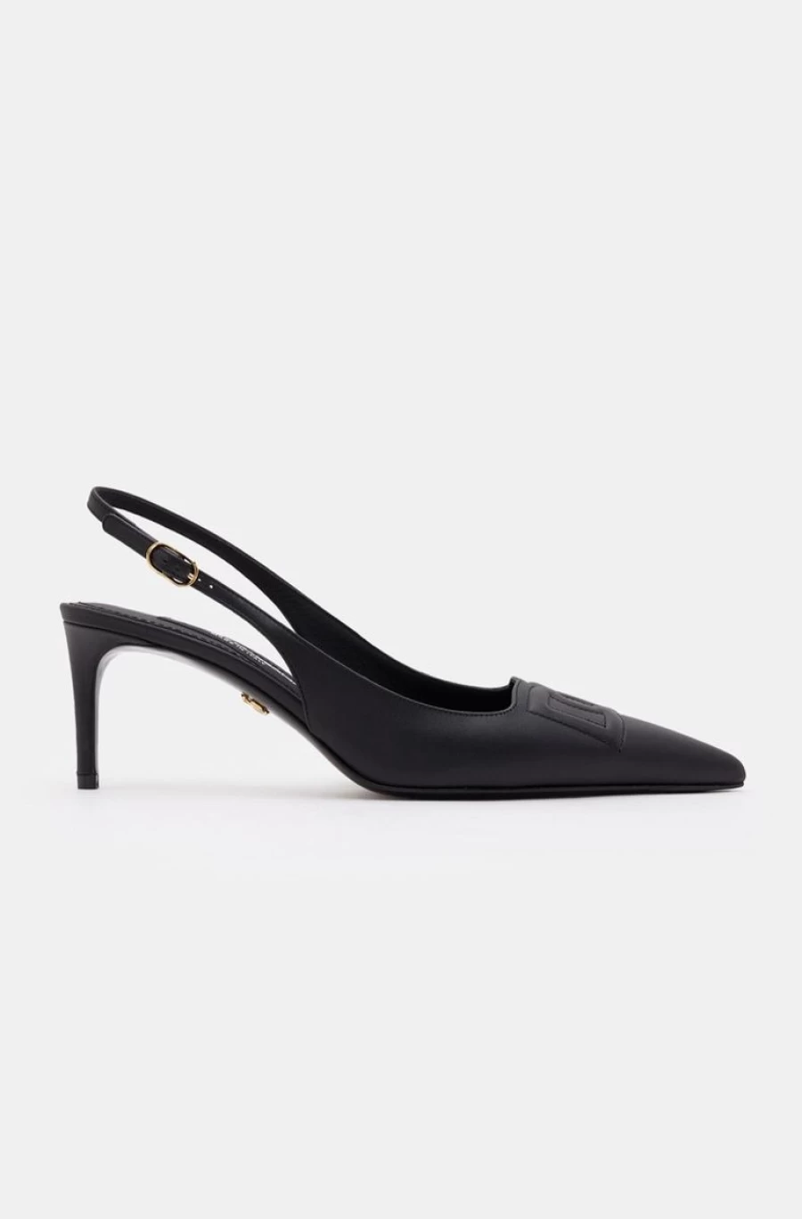 DOLCE & GABBANA Women's Black Calfskin Slingback Pumps with DG Logo