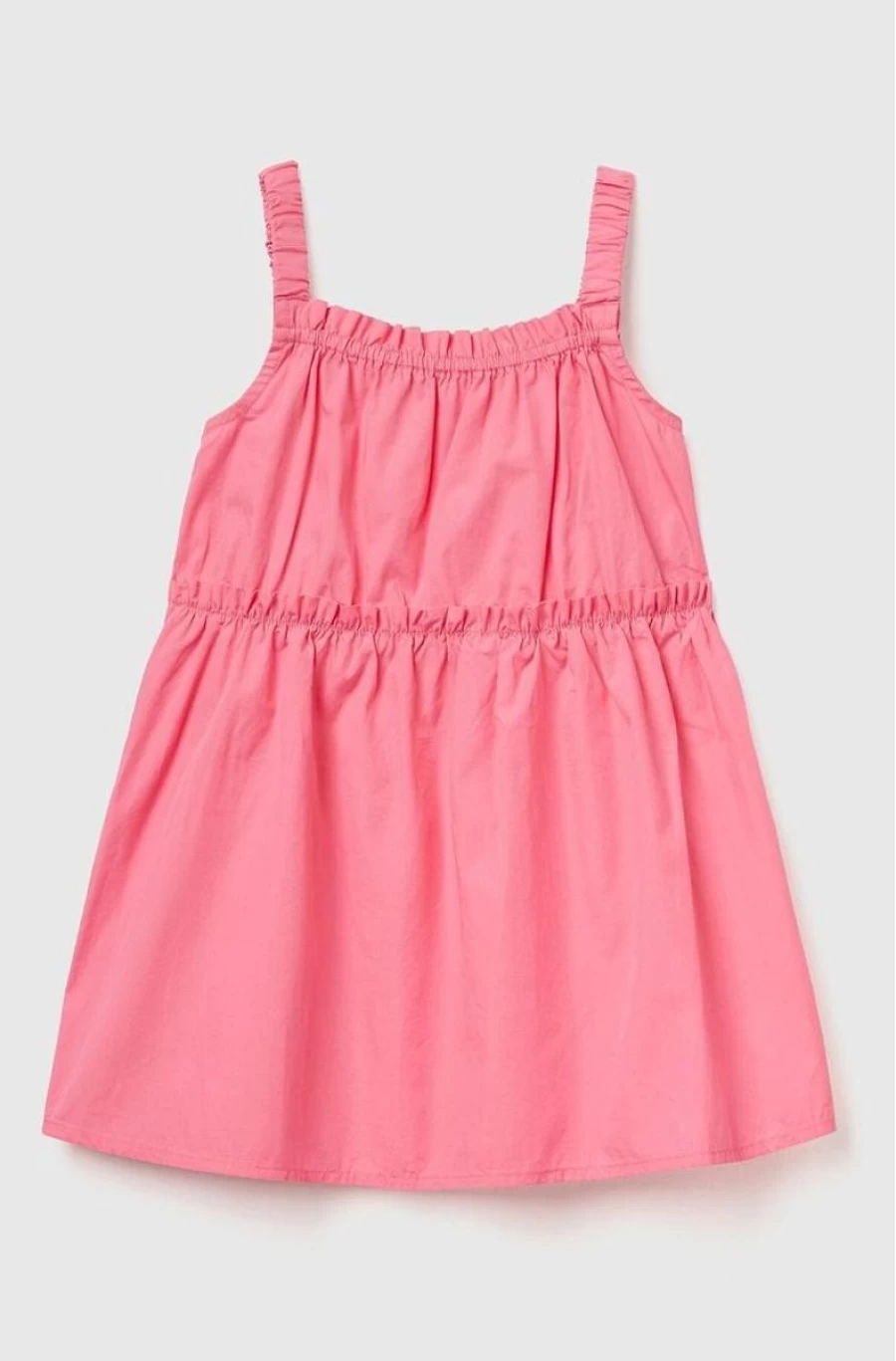 Benetton Girls' Cotton Dress with Gathered Shoulder Straps - Comfortable & Stylish