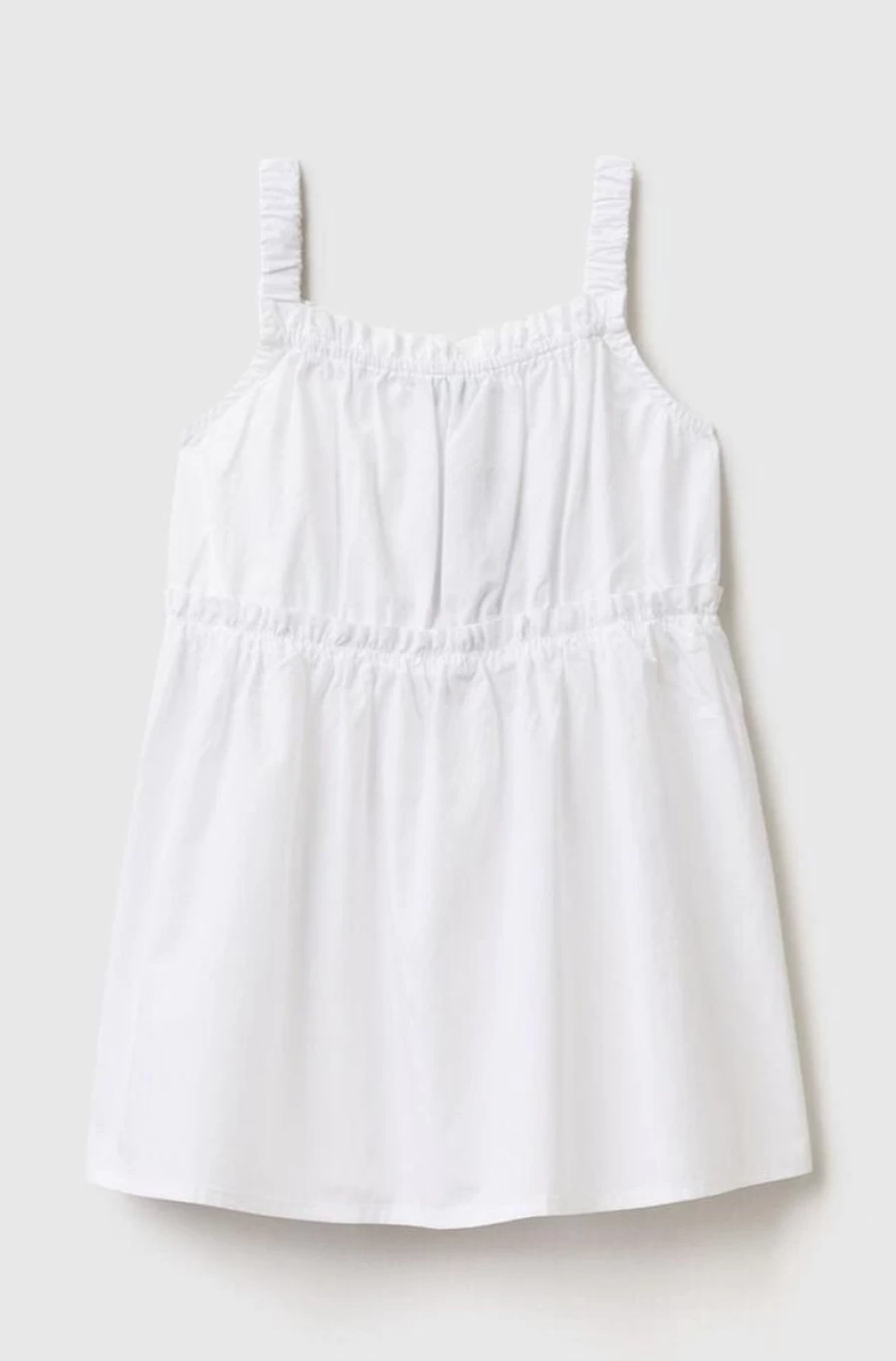 Benetton Girls' Cotton Dress with Gathered Shoulder Straps - Comfortable & Stylish
