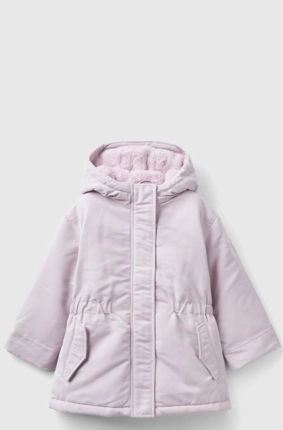 Benetton Girls Lilac Padded Hooded Parka Jacket for Winter Warmth