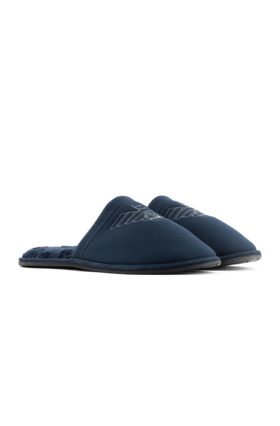 EMPORIO ARMANI Men's Eagle Embroidered Slippers - Luxury Designer House Shoes