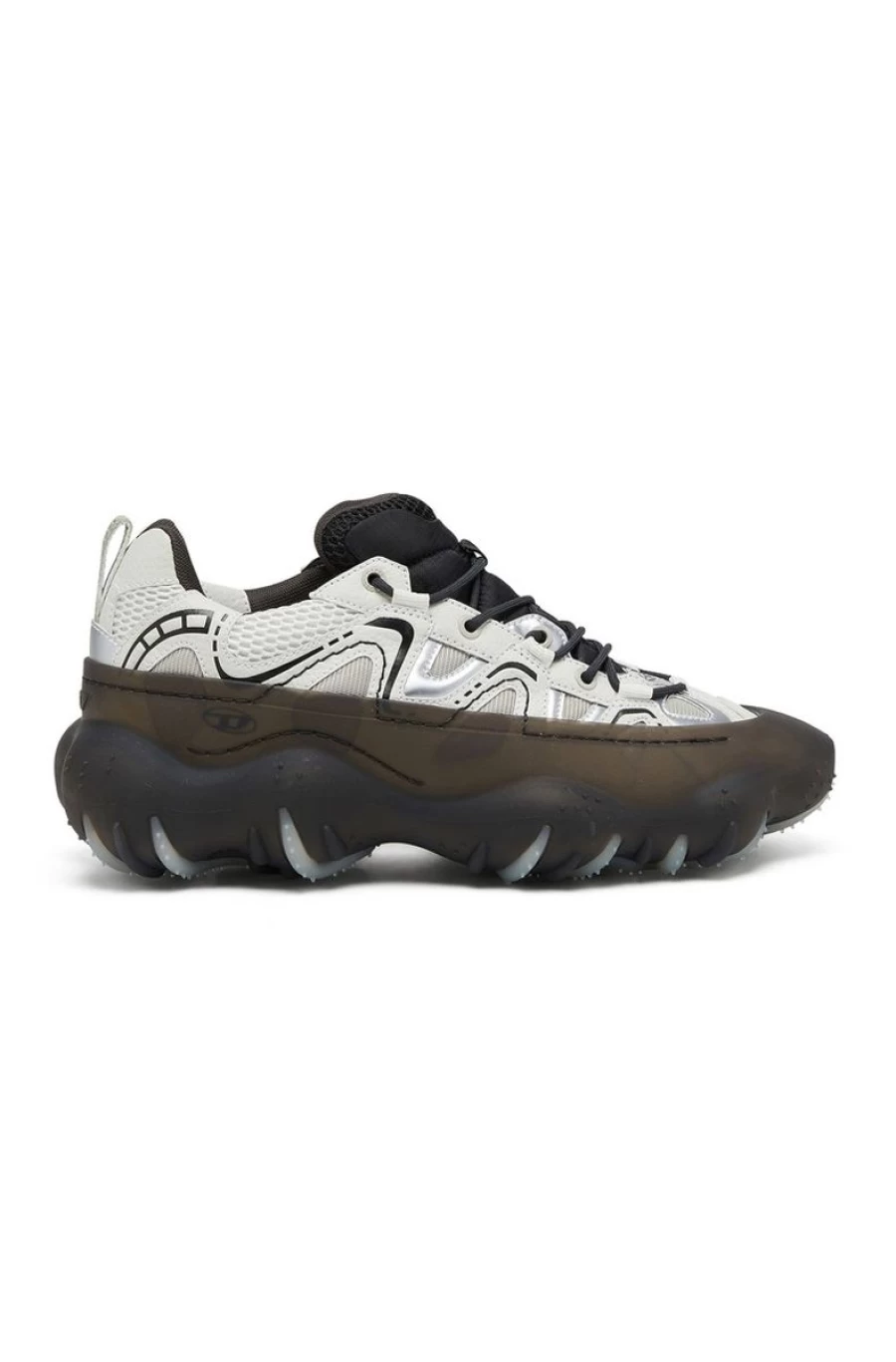 DIESEL Men's Black/White Sneakers with Transparent Rubber Overlay