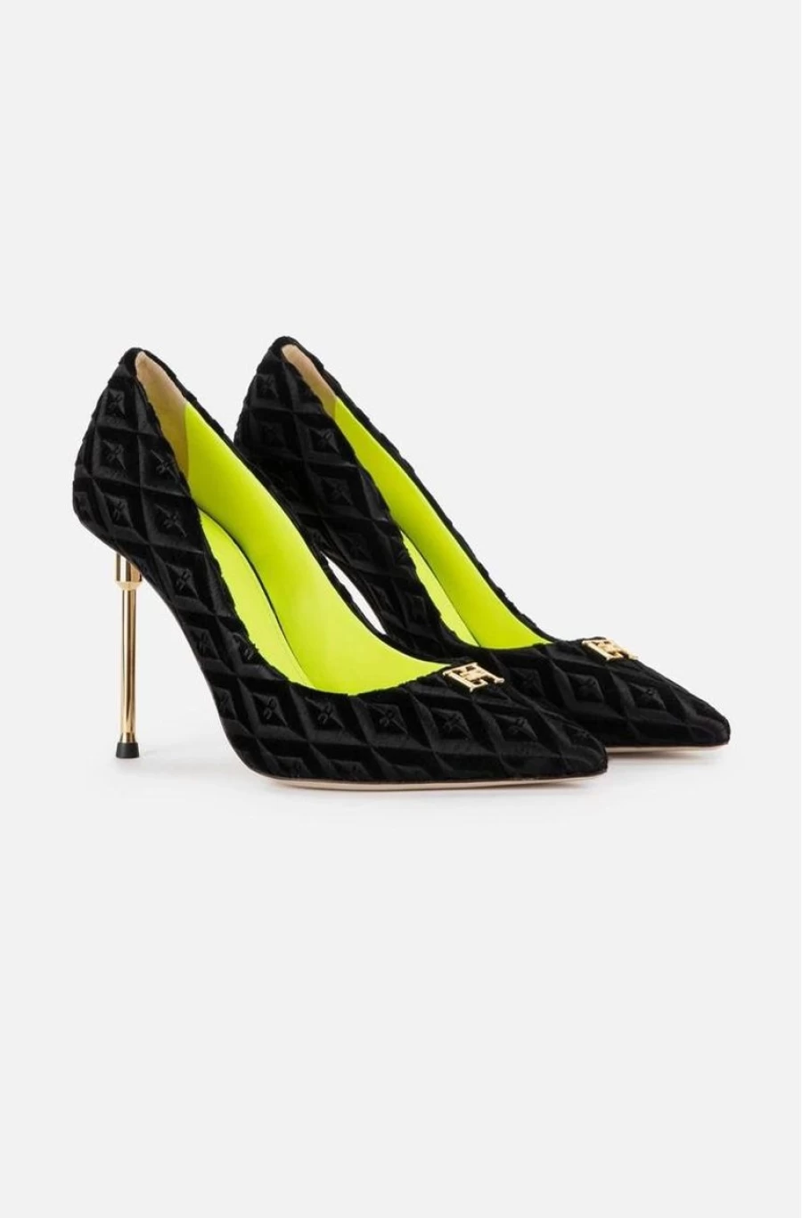 ELISABETTA FRANCHI Women's Black Textured Velvet Pumps - Luxurious High Heel Shoes