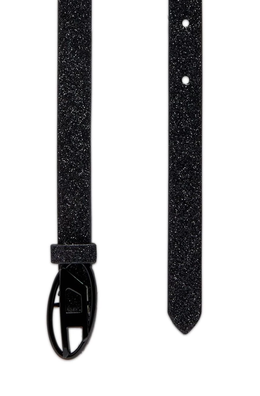 DIESEL Women's Oval D Logo Shimmering Belt - Stylish Metallic Buckle Waistband