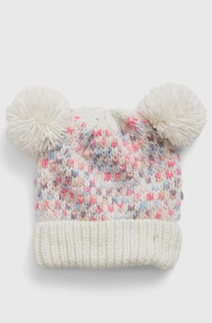 GAP Girls' Multi-Color Double Pom Pom Beanie for Toddlers