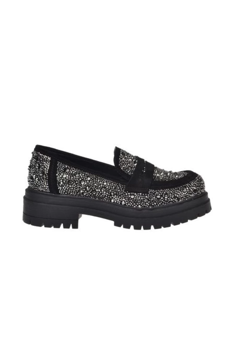 BALDININI Women's Suede Loafers with All-Over Micro Studs - Stylish & Comfortable Slip-On Shoes