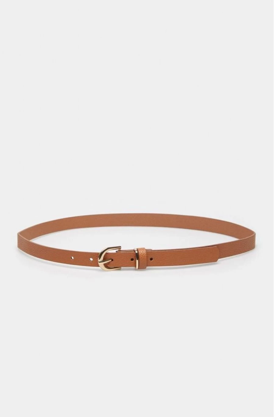 "SPRINGFIELD Women's Brown Textured Leather Belt with Gold Buckle"