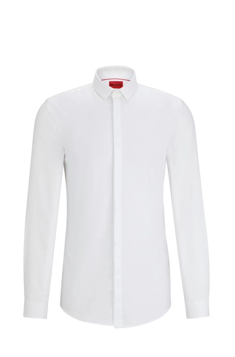 "HUGO BOSS Men's Slim-Fit Cotton Jacquard Shirt in Open White"