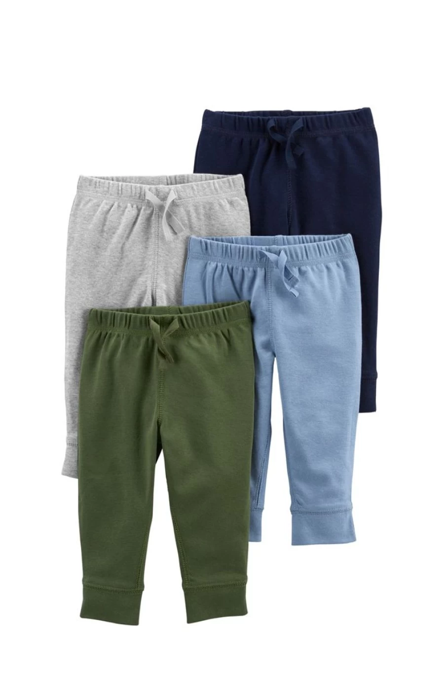 CARTER'S Boys' Pull-On Pants 4-Pack - Multi Color Comfort Fit Elastic Waist