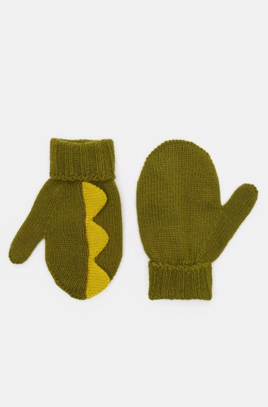 Benetton Boys' Knit Mittens with Decorative Inlay - Warm Winter Gloves