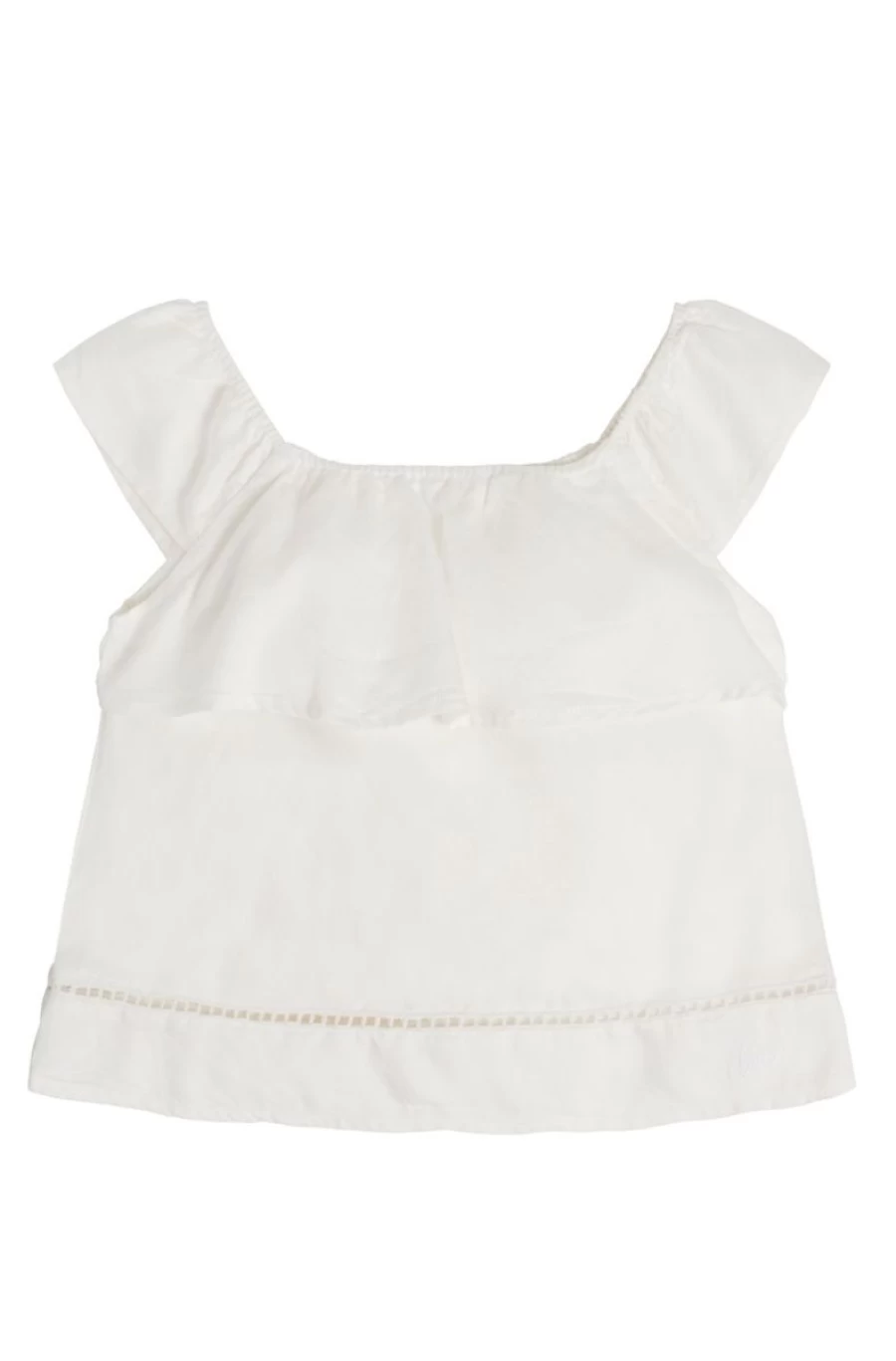 GUESS Girls' White Tencel Top - Soft & Breathable Women's Tee