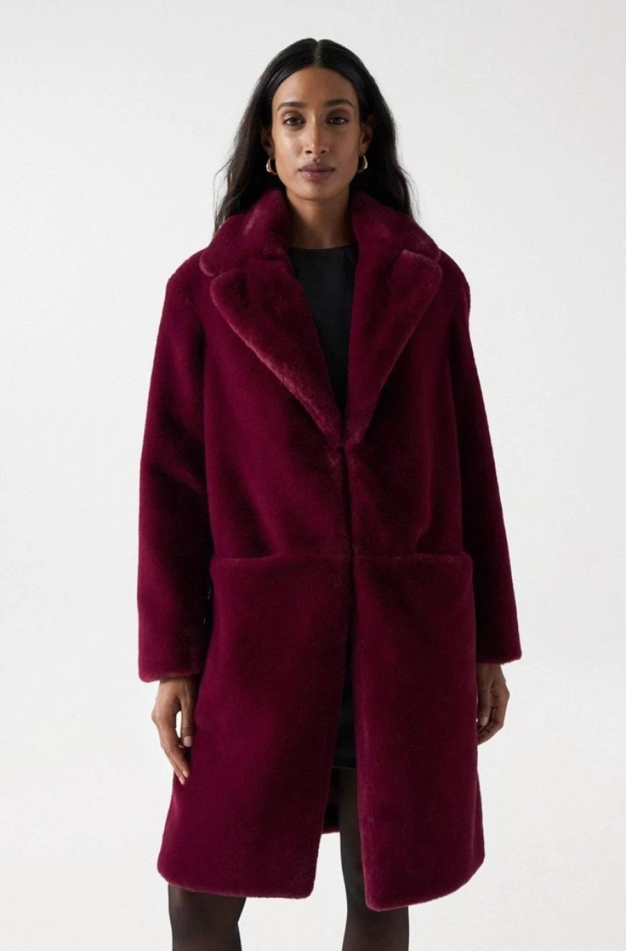 "SALSA JEANS Women's Long Faux-Fur Coat - Elegant Winter Outerwear"