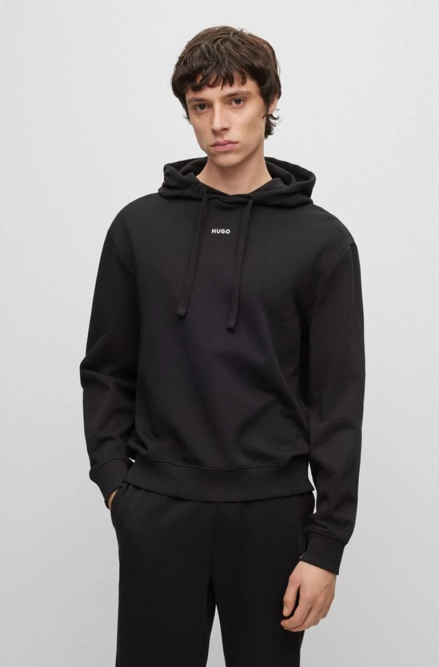 "HUGO BOSS Men's Relaxed Fit Cotton Logo Hoodie"