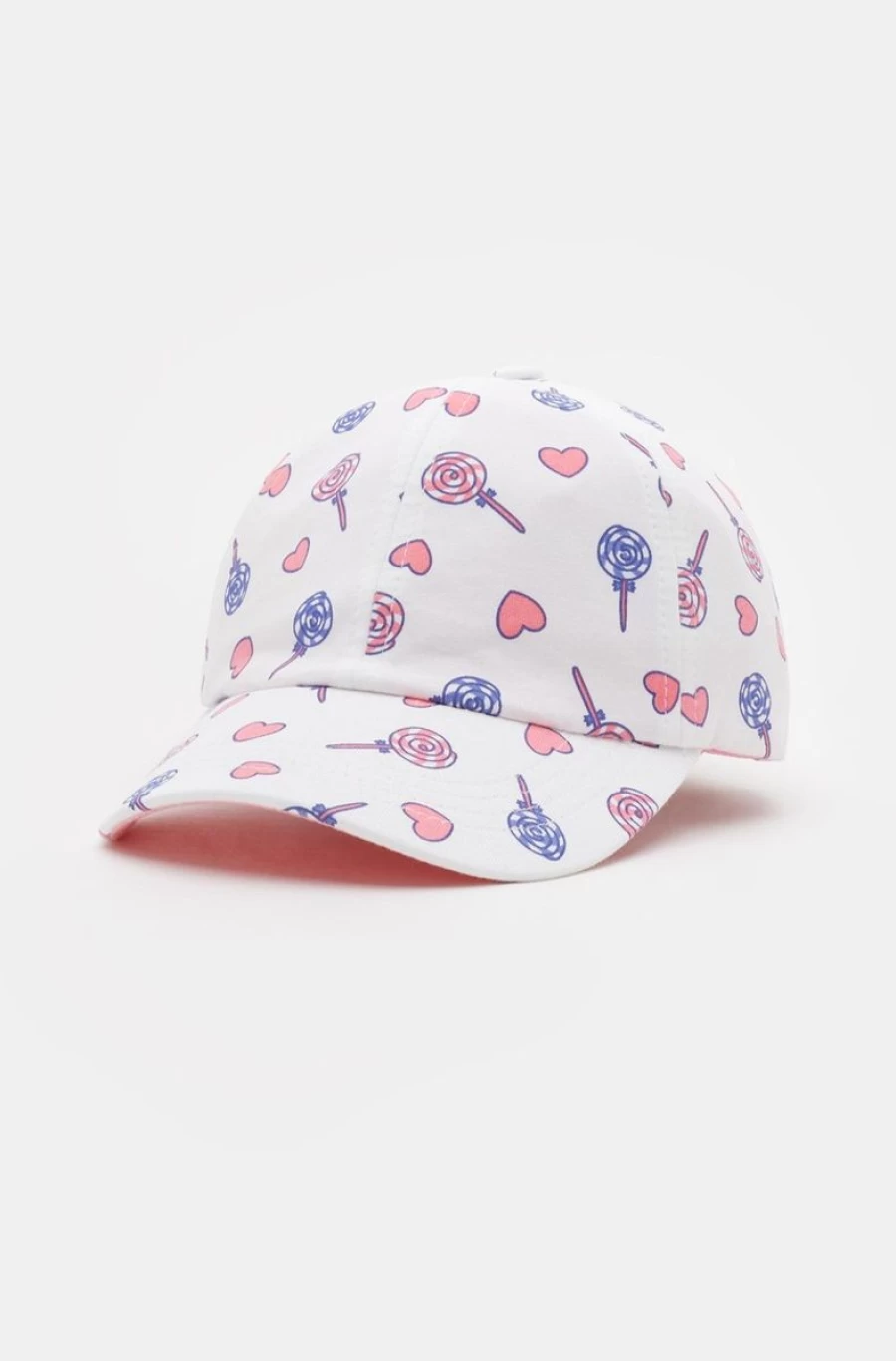 Benetton Girls' White Cotton Patterned Cap - Stylish & Comfortable