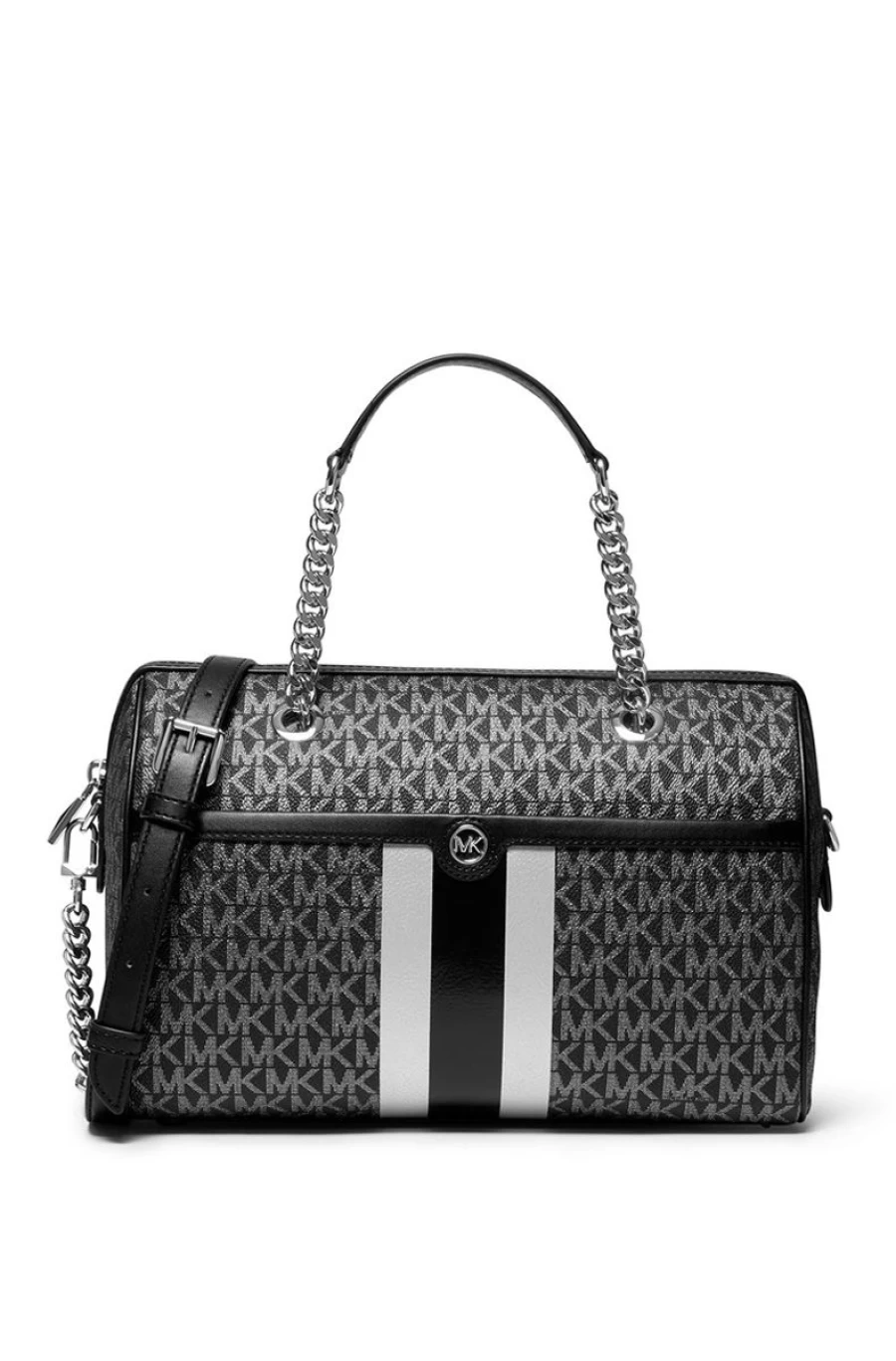 MICHAEL KORS Women's Metallic Logo Stripe Duffle Crossbody Bag