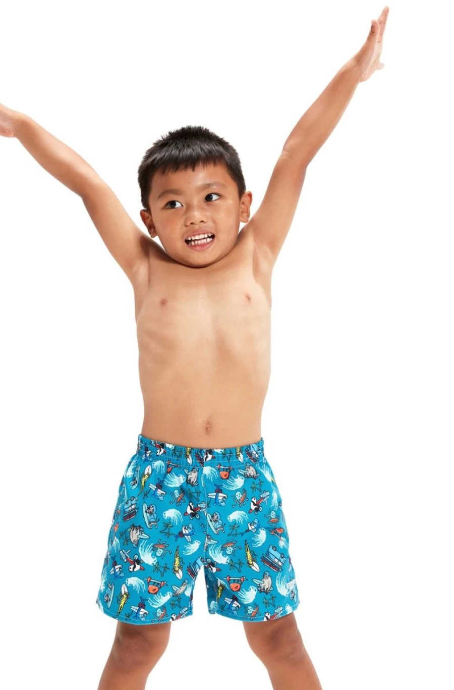 "SPEEDO Boys' Printed Swim Shorts - Multi Color Quick-Dry Beachwear"