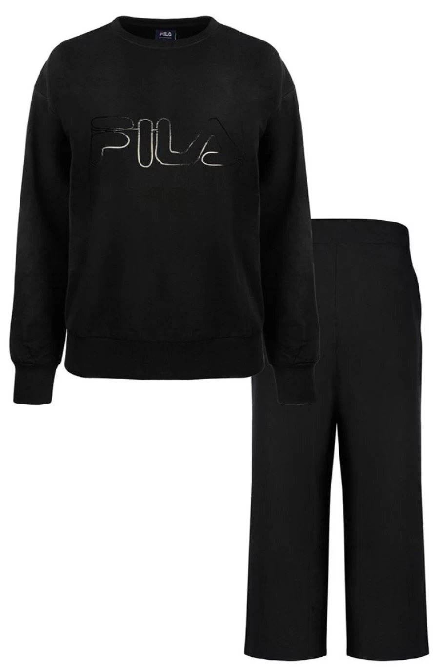 FILA Women's Logo Cotton Brushed Fleece Loungewear Set - Cozy Homewear Outfit