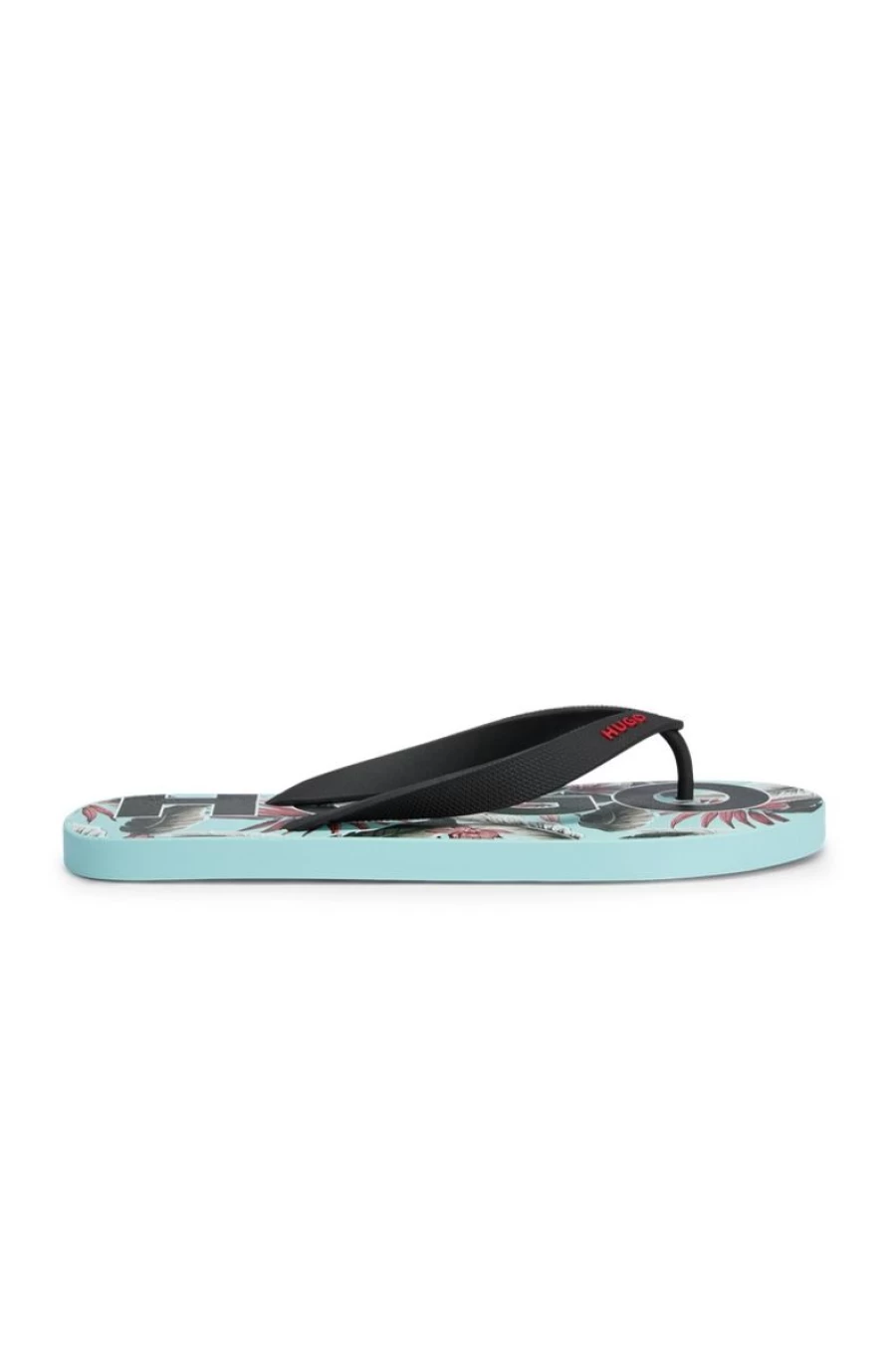 HUGO BOSS Men's Floral-Print Flip-Flops With Logo Details in Multi Color