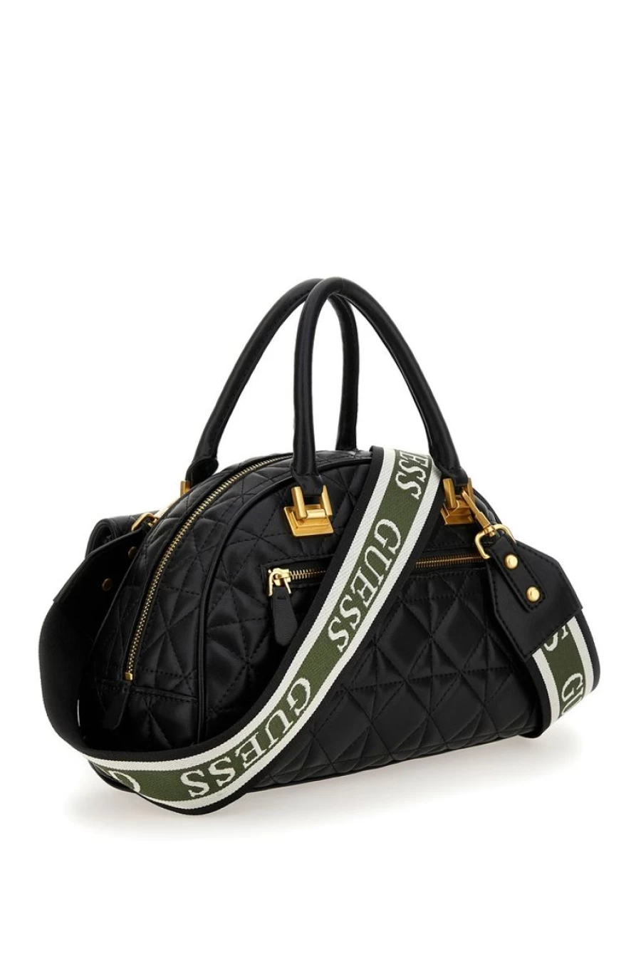GUESS Women's Mildred Quilted Leather Handbag with Adjustable Logo Strap