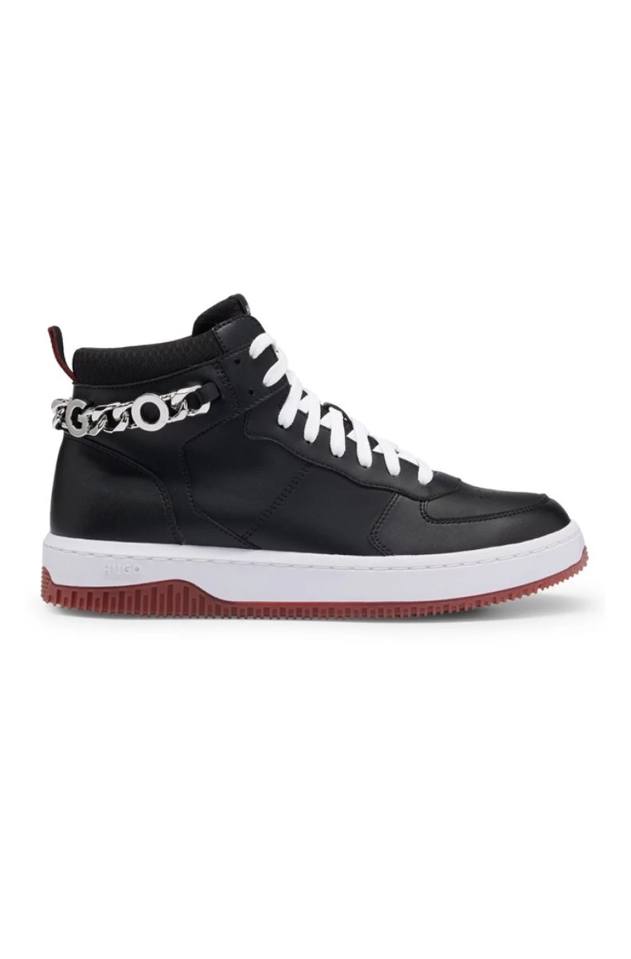 HUGO BOSS Women's Black High-Top Trainers with Logo-Chain Trim Sneakers