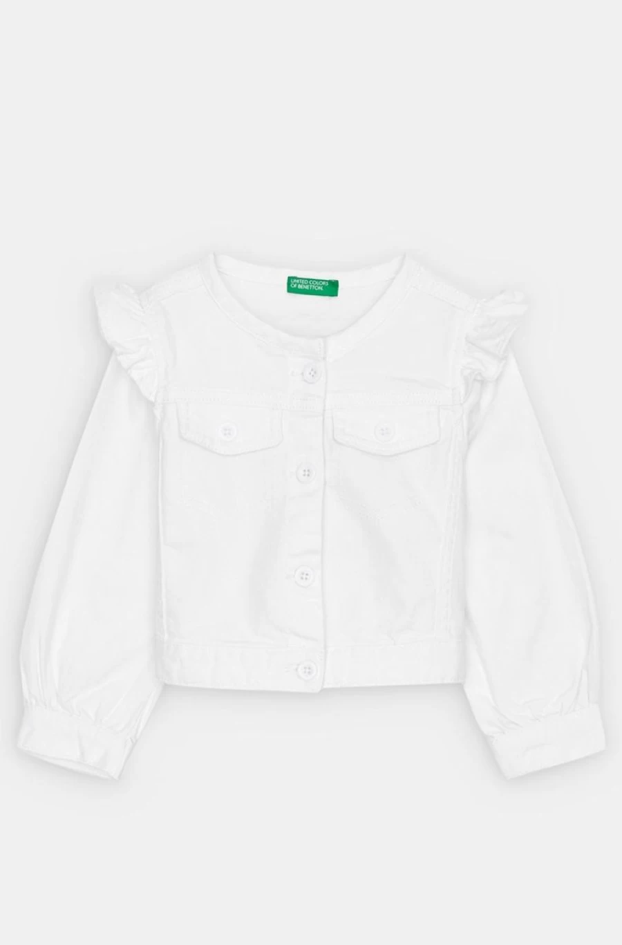 BENETTON Girls' Stretch Cotton Jacket - Comfortable & Stylish Outerwear for Kids