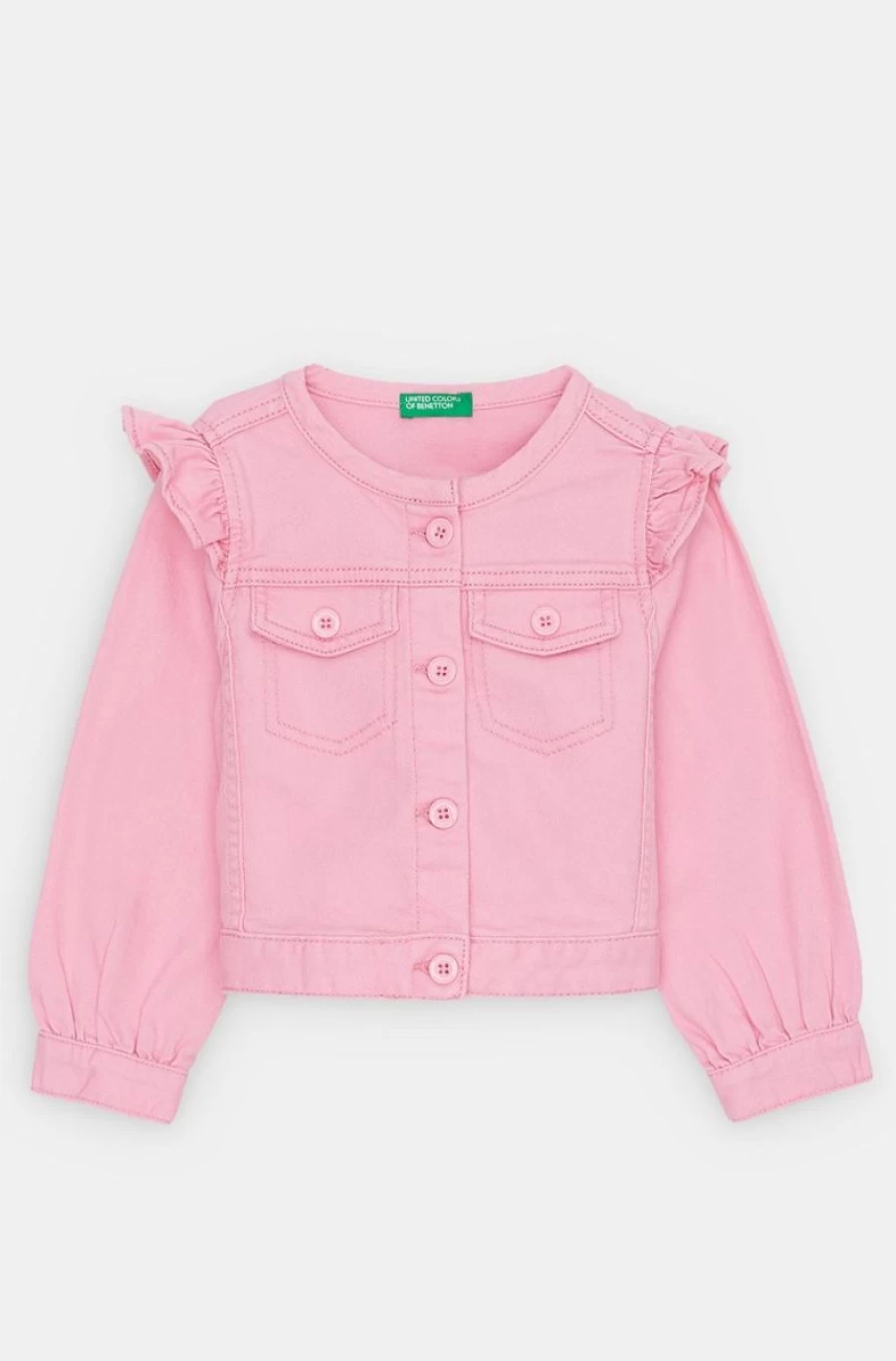 BENETTON Girls' Stretch Cotton Jacket - Comfortable & Stylish Outerwear for Kids
