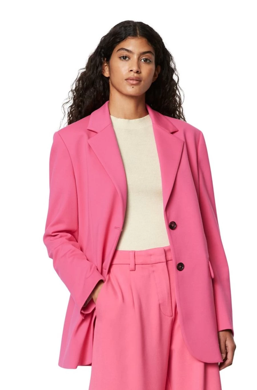 Women's Pink Straight Fit Single-Breasted Jersey Blazer by MARC O'POLO